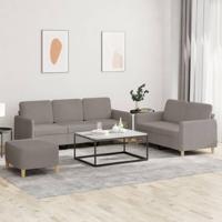 3-delige Loungeset met kussens stof taupe