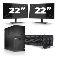 Dell Optiplex XE2 Micro Tower - Intel Core i5-4e Generatie - 8GB RAM - 256GB SSD - Windows 10 + 2x 22 inch Monitor