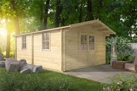 Tuindeco Bilbao Blokhut 400x598 cm 44 mm vuren blank- Zadeldak- Onbehandeld vurenhout- Tuindeco