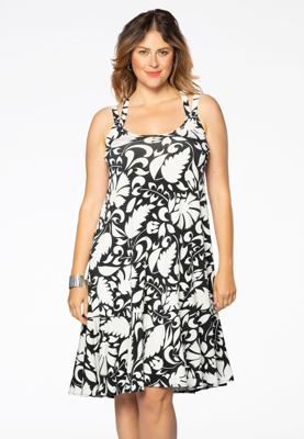 Yoek Jurk met volantzoom PAISLEY FLOWER | Wit | Maat 54/56