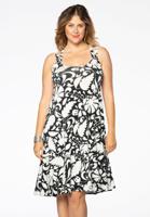 Yoek Jurk met volantzoom PAISLEY FLOWER | Wit | Maat 54/56