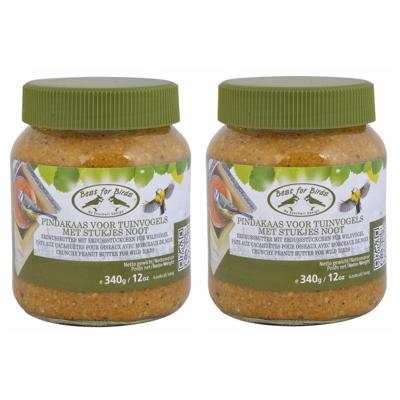 Best for Birds Vogelvoer - 2x - pindakaas - met stukjes noot - 340 gram - in pot