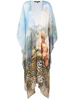 Roberto Cavalli caftan en soie à imprimé graphique - Bleu Roberto Cavalli caftan en soie à imprimé graphique - Bleu