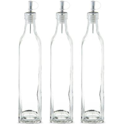 Zeller Azijnfles of Oliefles - 5x - glas - 500 ml - schenktuit - Doseerflessen voor op tafel
