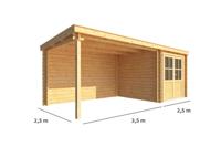 Blokhut met overkapping Els 600 cm bij 250 cm diep Lessenaarsdak - Warentuin collection