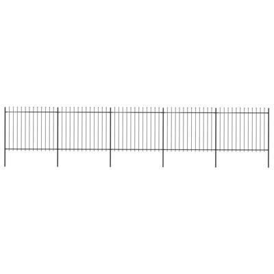 Tuinhek met speren bovenkant 8,5x1,5 m staal zwart
