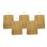 5x stuks luxe gouden papieren giftbags/tasjes met glitters 30 x 29 cm - cadeautasjes - thumbnail