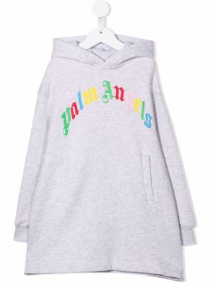 Palm Angels Kids robe-hoodie à logo imprimé - 0684 MEDIUM GREY MULTICOLOR