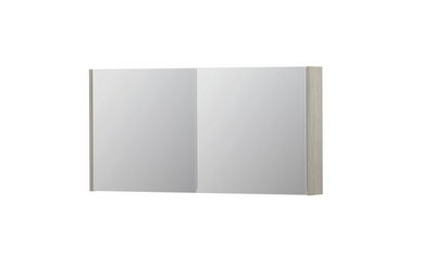 INK SPK1 spiegelkast met 2 dubbel gespiegelde deuren, stopcontact en schakelaar 120 x 14 x 60 cm, krijt wit