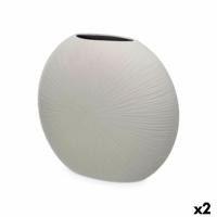 Vaas Grijs Keramisch 36 x 34 x 16 cm (2 Stuks) Rond