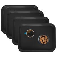 Horeca dienblad - 4x - zwart - 35 x 27 cm - Serveerbladen voor glazen en kopjes