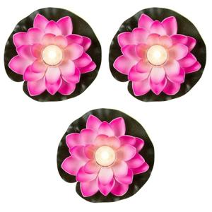 Waterlelie LED-licht - 8x - roze - 13 cm - kunststof - drijvend - werkt op batterijen