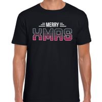 Merry xmas disco Kerst t-shirt zwart voor heren - thumbnail