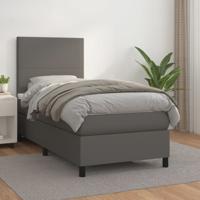 Boxspring met matras kunstleer grijs 90x190 cm