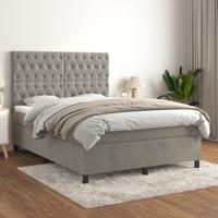 Boxspring met matras fluweel lichtgrijs 140x190 cm