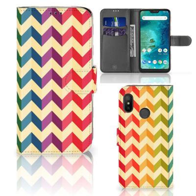 Xiaomi Mi A2 Lite | Telefoon Hoesje | Zigzag Multi Color | Portemonnee hoesje Xiaomi Mi A2 Lite | Telefoon Hoesje | Zigzag Multi Color | Portemonnee hoesje