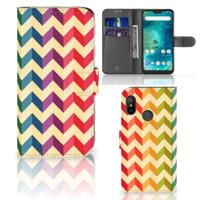 Xiaomi Mi A2 Lite | Telefoon Hoesje | Zigzag Multi Color | Portemonnee hoesje