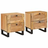 Nachtkastje 2 pcs Naturel 40 x 33,5 x 46 cm Massief Mango Hout