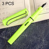 3 PC's School Office Extra fijn Titanium legering Nib transparante zuiger fontein Pen(Green) willekeurige levering (0.5mm/0.38mm Nib)