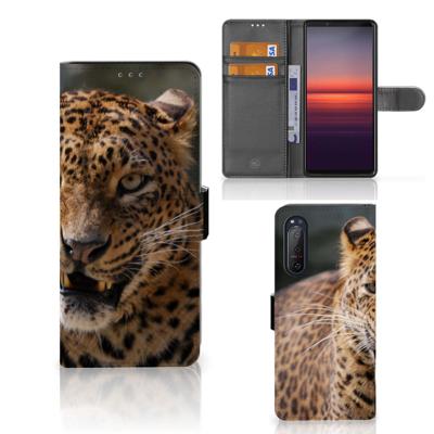 Sony Xperia 5II | Telefoonhoesje | Met pasjeshouder | Luipaard