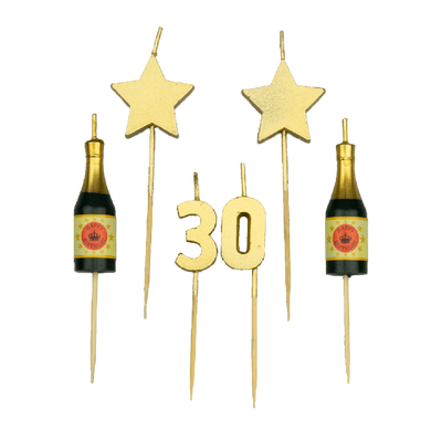 Taartkaarsjes Set 30 Jaar (6st)