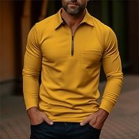 Voor heren POLO Shirt Polo met kwartrits Werk Alledaagse kleding Revers Lange mouw Modieus Comfortabel Effen Zak Rits omhoog Zomer Lente Normale pasvorm Geel Marineblauw Donker Grijs Leger Groen POLO Lightinthebox - thumbnail