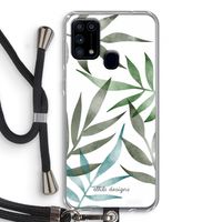 Tropical watercolor leaves: Samsung Galaxy M31 Transparant Hoesje met koord