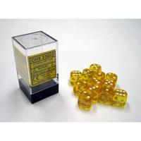 Chessex Translucent Yellow/white D6 16mm Dobbelsteen Set (12 stuks) - thumbnail