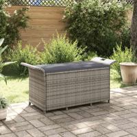 Tuinbank met kussen 116x46x57 cm poly rattan grijs