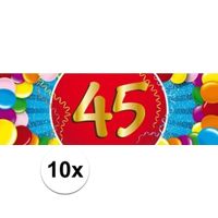 10x 45 Jaar leeftijd stickers verjaardag versiering   -