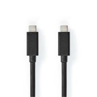 Nedis USB-Kabel | USB 3.2 Gen 2 | USB-C™ Male | USB-C™ Male | 100 W | 4K@60Hz | 20 Gbps | Vernikkeld | 1.00 m | Rond | PVC | Zwart | Label -