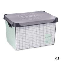 Opbergbak met Deksel Kipit Home Grijs Plastic Vierkant 22 L (12 Stuks)
