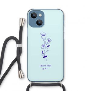 Bloom with grace: iPhone 13 mini Transparant Hoesje met koord