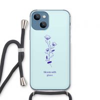Bloom with grace: iPhone 13 mini Transparant Hoesje met koord