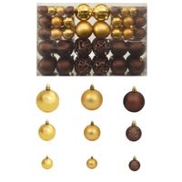 vidaXL 100-delige Kerstballenset 3/4/6 cm bruin/bronskleur/goudkleurig - thumbnail