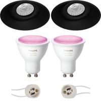 Philips Hue LED Spot Set GU10 - Trimless Rond - Mat Zwart Ø150mm