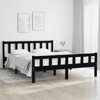 Bedframe massief hout zwart 120x200 cm