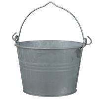 Emmer/plantenpot 3 liter - D22 x H14 cm - zink - met handvat - thumbnail