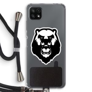 Angry Bear (white): Samsung Galaxy A22 5G Transparant Hoesje met koord