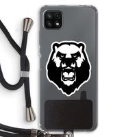 Angry Bear (white): Samsung Galaxy A22 5G Transparant Hoesje met koord