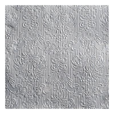 Servetten Luxe - 45x stuks - 33 x 33 cm - zilver - barok patroon - 3 laags Servetten Luxe - 45x stuks - 33 x 33 cm - zilver - barok patroon - 3 laags