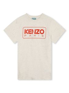 Kenzo Kids robe en coton mélangé à logo imprimé - Tons neutres