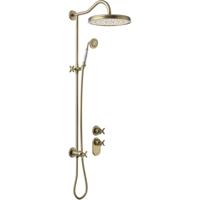 Regendouche set Tres Clasic | Inbouw | Thermostaatkraan | 2-weg | Vintage | Messing mat