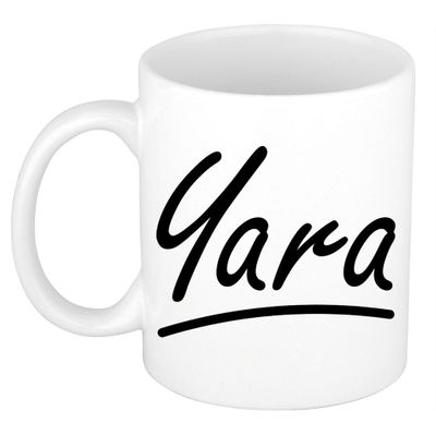 Naam cadeau mok / beker Yara met sierlijke letters 300 ml Naam cadeau mok / beker Yara met sierlijke letters 300 ml