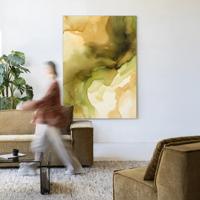 Urban Cotton Wandkleed 'Green Flow' 145 x 190cm in Frame - black