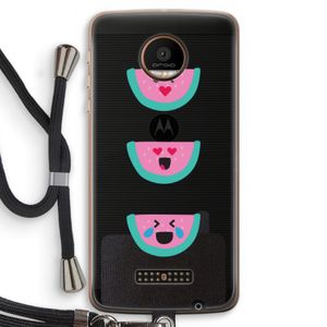 Smiley watermeloen: Motorola Moto Z Force Transparant Hoesje met koord