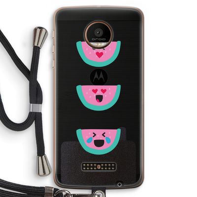 Smiley watermeloen: Motorola Moto Z Force Transparant Hoesje met koord