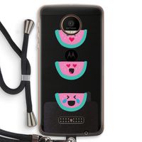 Smiley watermeloen: Motorola Moto Z Force Transparant Hoesje met koord