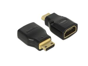 Delock 65665 Adapter High Speed HDMI met Ethernet - HDMI Mini-C male > HDMI-A female 4K zwart