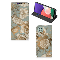 Smart Cover voor Samsung Galaxy A22 5G Vintage Bird Flowers - thumbnail